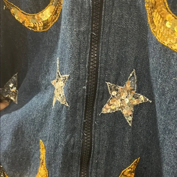 Vintage 1980’s Modi Denim Jacket with Gold Moons and Silver Stars - Picture 6 of 12